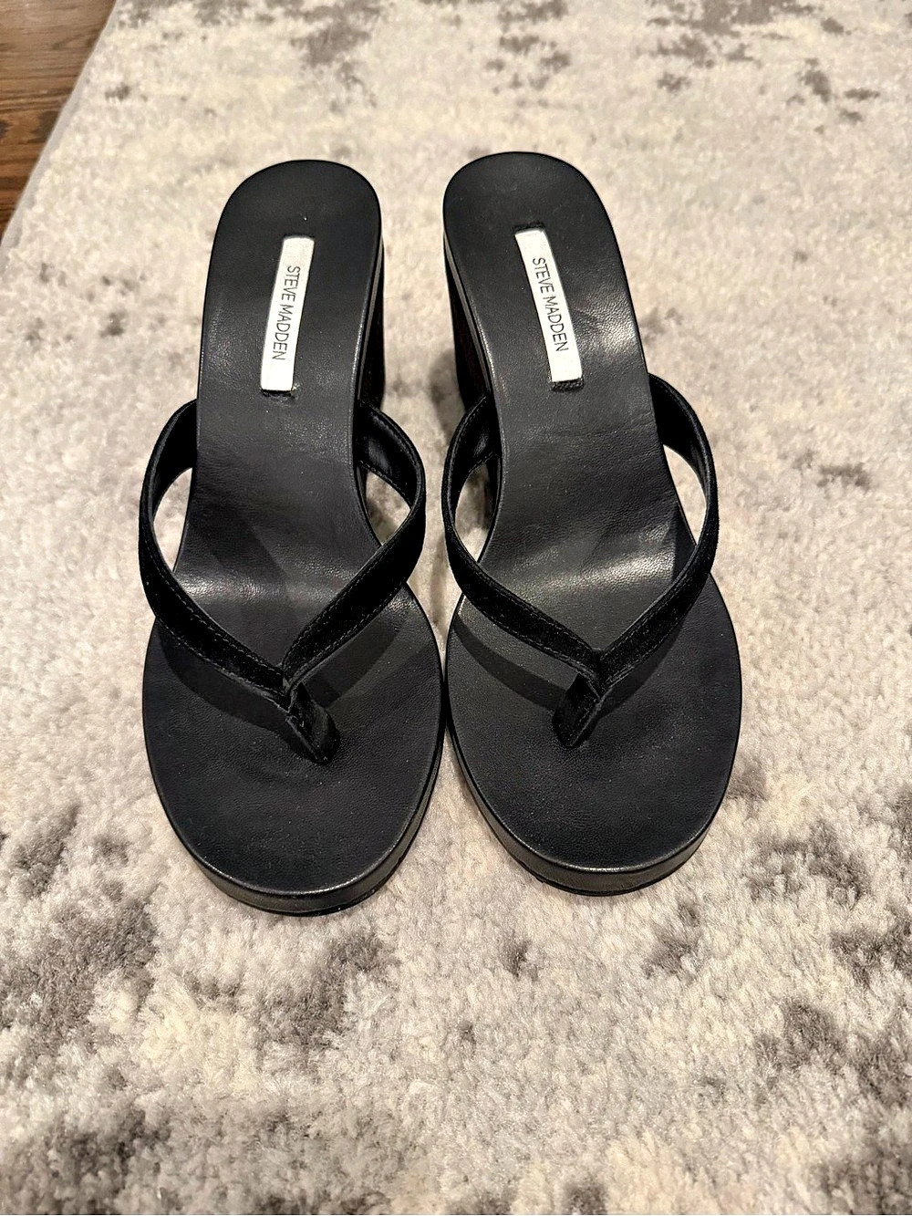 Steve Madden Playing Black Suede Wedge Sandal